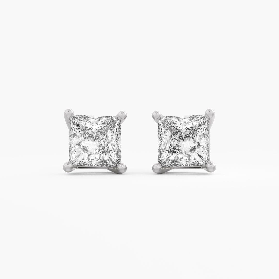 Princess Cut Solitaire Studs