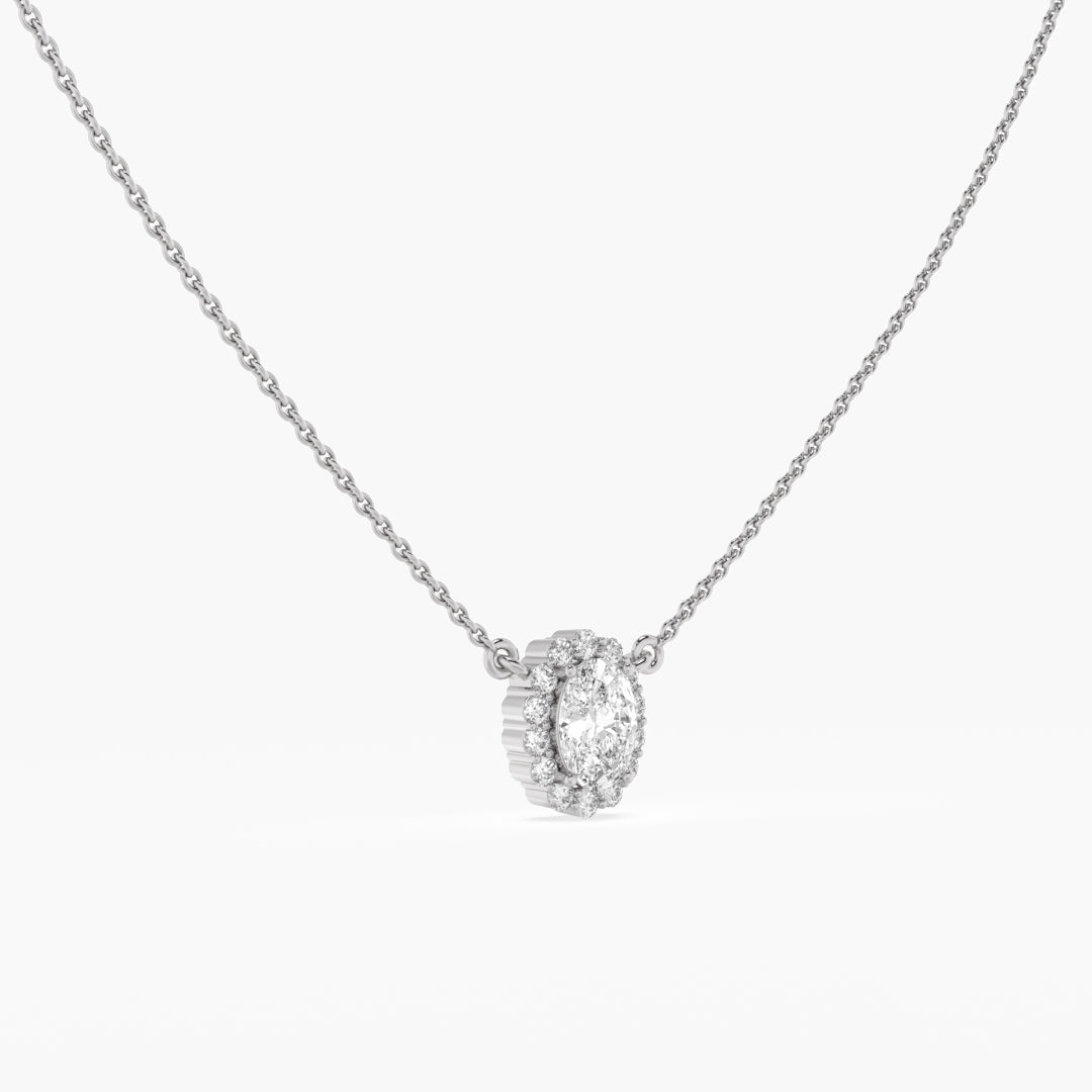 The Oval Halo Diamond Pendant