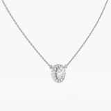 The Oval Halo Diamond Pendant