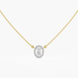 The Oval Halo Diamond Pendant