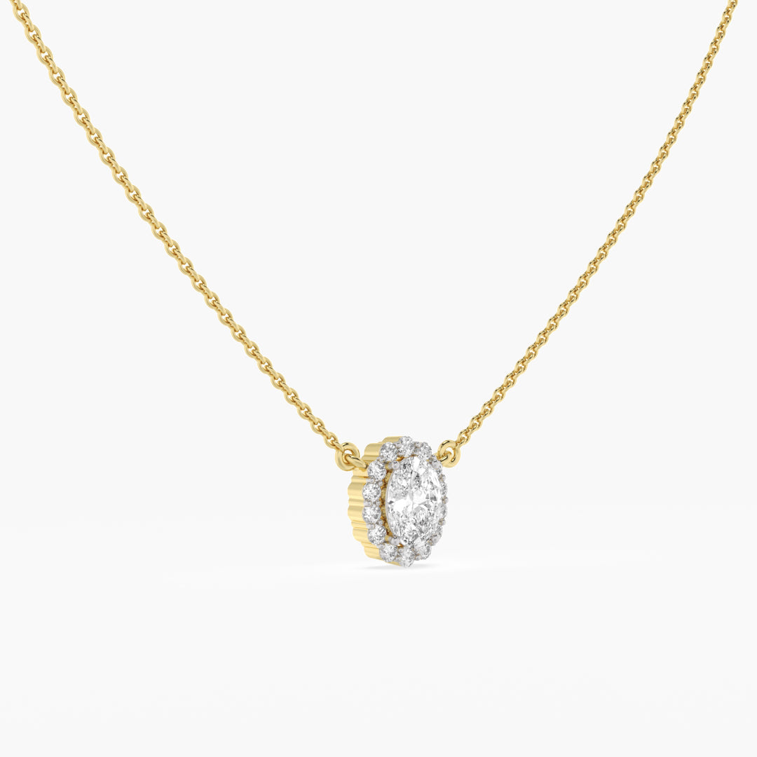 The Oval Halo Diamond Pendant